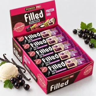 Протеїновий батончик Power Pro Filled Protein Bar 27% No Added Sugar, 10*50 грам - Пломбір-чорна смородина
