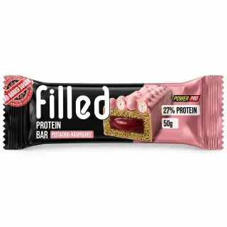 Протеїновий батончик Power Pro Filled Protein Bar 27% No Added Sugar, 50 грам - Фісташка-малина