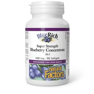 Концентрат чорниці Natural Factors BlueRich Bluberry Concentrate Super Strength, 90 капсул для підтримки зору та судин