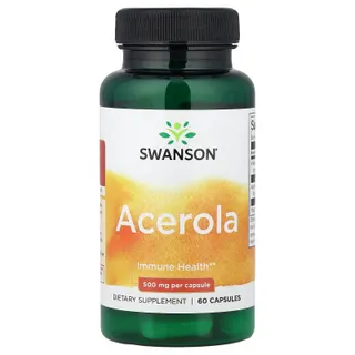 Вітамін C з ацероли Swanson Acerola 500 mg, 60 капсул