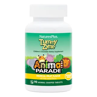 Пробіотики і пребіотики Natures Plus Animal Parade Tummy Zyme Children’s Chewables, 90 жувальних таблеток - Тропічні фрукти