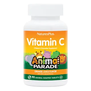 Вітаміни та мінерали Natures Plus Animal Parade Vitamin C Children’s Chewables, 90 жувальних таблеток - Апельсин
