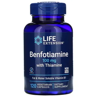 Вітаміни та мінерали Life Extension Benfotiamine with Thiamine, 120 вегакапсул