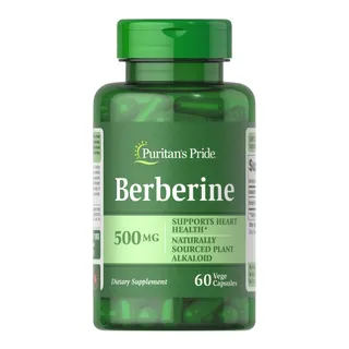 Берберін гідрохлорид Puritan's Pride Berberine 500 mg, 60 капсул для підтримки здоров'я серця