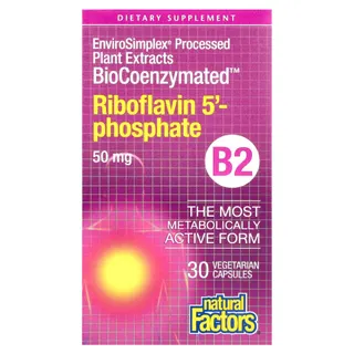 Рибофлавін 5'-фосфат Natural Factors BioCoenzymated Riboflavin 5' Phosphate 50 mg, 30 капсул