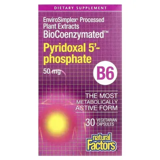 Піридоксаль-5'-фосфат Natural Factors BioCoenzymated Pyridoxal 5'-Phosphate 50 mg, 30 капсул
