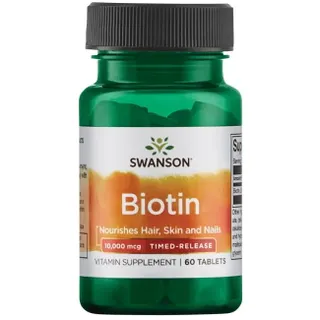 Вітаміни та мінерали Swanson Biotin 10000 mcg Timed-Release, 60 таблеток