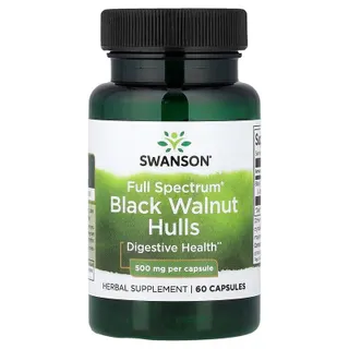 Шкаралупа чорного горіха Swanson Black Walnut Hulls 500 mg Full Spectrum, 60 капсул