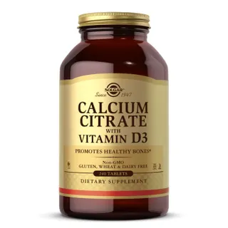 Вітаміни та мінерали Solgar Calcium Citrate with Vitamin D3, 240 таблеток