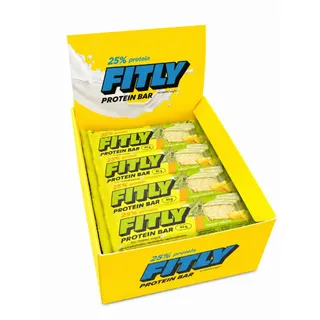 Блок протеїнових батончиків Fitly Protein Bar 25% No Added Sugar, 12*45 грам - Манго-матча