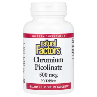 Піколінат хрому Natural Factors Chromium Picolinate 500 mcg, 90 таблеток для контролю цукру та апетиту