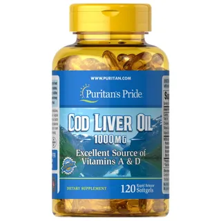 Жирні кислоти Puritan's Pride Cod Liver Oil 1000 mg, 120 капсул