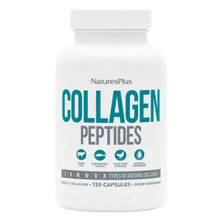 Пептиди колагену Natures Plus Collagen Peptides (Type I, II, III, IV, V, X), 120 капсул