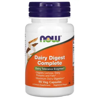 Пробіотики і пребіотики NOW Dairy Digest, 90 вегакапсул