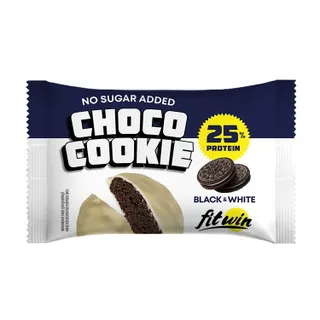Протеїнове печиво FitWin Protein Cookie 25% Glazed, 40 грамів - Black and White