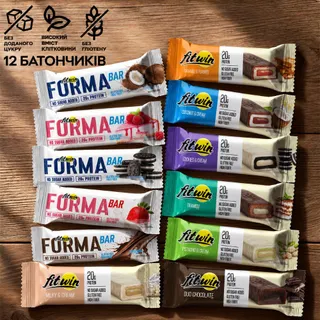 Батончик FitWin Protein + Forma Bar 33%, 12*60 грам MIX