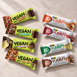 Набір протеїнових батончиків FitWin Vegan + YUMMY Bar, 8*55 грам MIX
