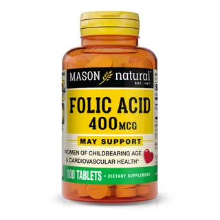 Вітаміни та мінерали Mason Natural Folic Acid 400 mcg, 100 таблеток