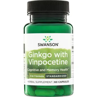 Комплекс для пам’яті й концентрації Swanson Ginkgo with Vinpocetine, 60 капсул