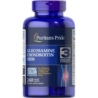 Препарат для суглобів і зв'язок Puritan's Pride Glucosamine Chondroitin MSM 3 Per Day Formula, 240 каплет
