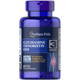 Препарат для суглобів і зв'язок Puritan's Pride Glucosamine Chondroitin MSM 3 Per Day Formula, 60 каплет