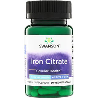 Залізо у формі цитрату Swanson Iron Citrate 25 mg, 60 вегакапсул