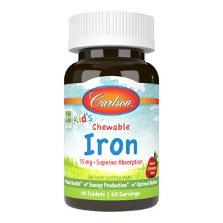 Вітаміни та мінерали Carlson Labs Kid's Chewable Iron, 60 таблеток - Полуниця