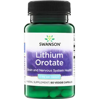 Оротат літію Swanson Lithium Orotate 5 mg, 60 вегакапсул