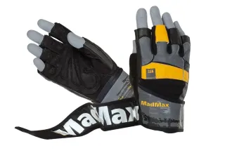 Рукавички для фітнесу MAD MAX Signature MFG 880, Black/Grey/Yellow - XL