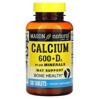 Вітаміни та мінерали Mason Natural Calcium 600 mg Plus Vitamin D3 Plus Minerals, 100 таблеток