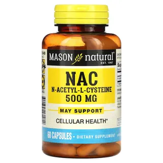 N-ацетил-L-цистеїн Mason Natural NAC 500 mg, 60 капсул для підтримки клітинного здоров'я