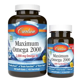 Жирні кислоти Carlson Labs Maximum Omega 2000 mg, 90+30 капсул