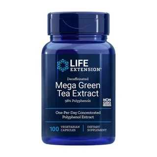 Екстракт зеленого чаю Life Extension Mega Green Tea Extract Decaffeinated, 100 вегакапсул без кофеїну