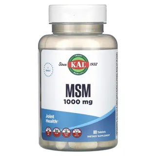 Метилсульфонілметан KAL MSM 1000 mg, 80 таблеток для підтримки суглобів та шкіри