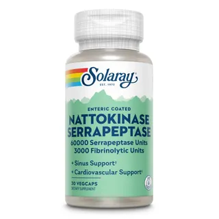 Ферментний комплекс Solaray Nattokinase & Serrapeptase, 30 вегакапсул