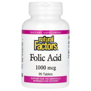 Вітаміни та мінерали Natural Factors Folic Acid 1000 mcg, 90 таблеток
