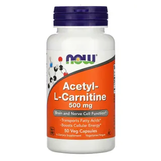 Жироспалювач NOW Acetyl-L-Carnitine 500 mg, 50 вегакапсул