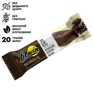 Протеїновий батончик FitWin Protein Bar 33%, 60 грам - Подвійний шоколад з начинкою