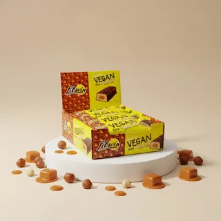 Блок веганських батончиків FitWin Vegan Bar, 12*50 грам - Карамель-фундук
