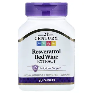 Ресвератрол та екстракт винограду 21st Century Resveratrol Red Wine Extract, 90 капсул