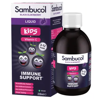 Екстракт чорної бузини, вітамін C Sambucol Black Elderberry For Kids, 230 мл для дітей