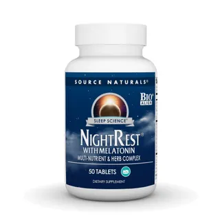 Вечірній комплекс з мелатоніном Source Naturals Sleep Science NightRest with Melatonin, 50 таблеток для гарного сну