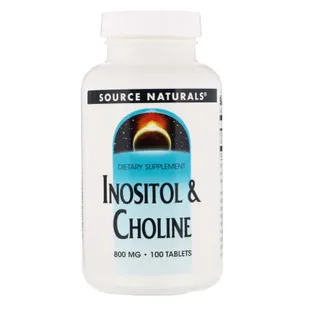 Вітаміни В4 та В8 Source Naturals Inositol & Choline, 100 таблеток для підтримки нервової системи