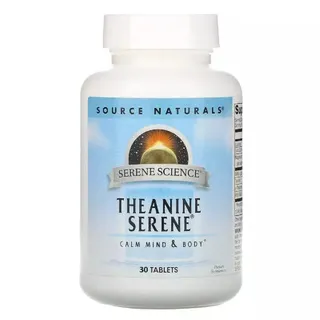 Амінокислота Source Naturals Serene Science Theanine Serene Calm Mind & Body, 30 таблеток для спокою розуму і тіла