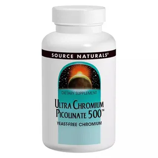 Піколінат хрому Source Naturals Ultra Chromium Picolinate 500 mcg Yeast-Free, 60 таблеток для підтримки рівня цукру в крові