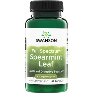 Листя м’яти колосистої Swanson Spearmint Leaf 400 mg Full Spectrum, 60 капсул