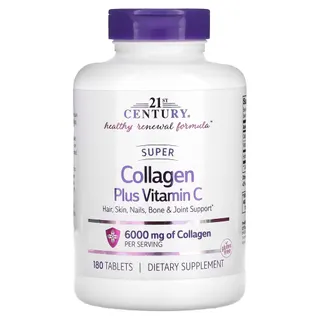 Препарат для суглобів і зв'язок 21st Century Super Collagen Plus Vitamin C 6000 mg, 180 таблеток