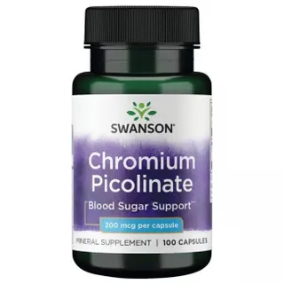 Хром Swanson Chromium Picolinate 200 mcg, 100 капсул для підтримки рівня цукру в крові