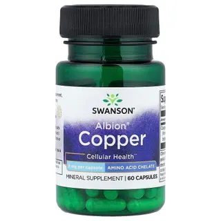Мідь Swanson Albion Copper 2 mg, 60 капсул