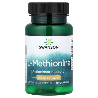 Метіонін Swanson L-Methionine 500 mg, 30 капсул
